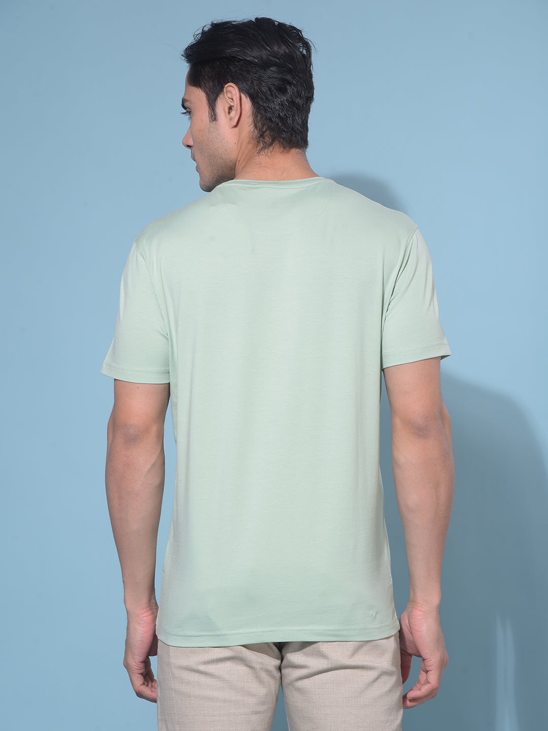 Green Typographic Print Cotton T-Shirt-Men T-Shirts-Crimsoune Club
