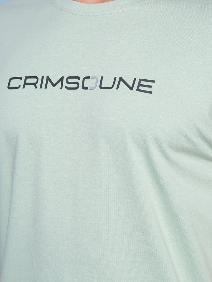 Green Typographic Print Cotton T-Shirt-Men T-Shirts-Crimsoune Club