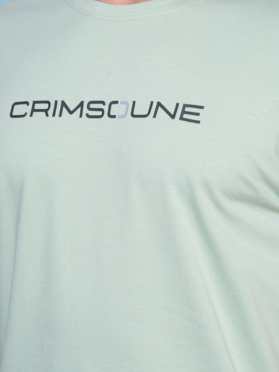 Green Typographic Print Cotton T-Shirt-Men T-Shirts-Crimsoune Club