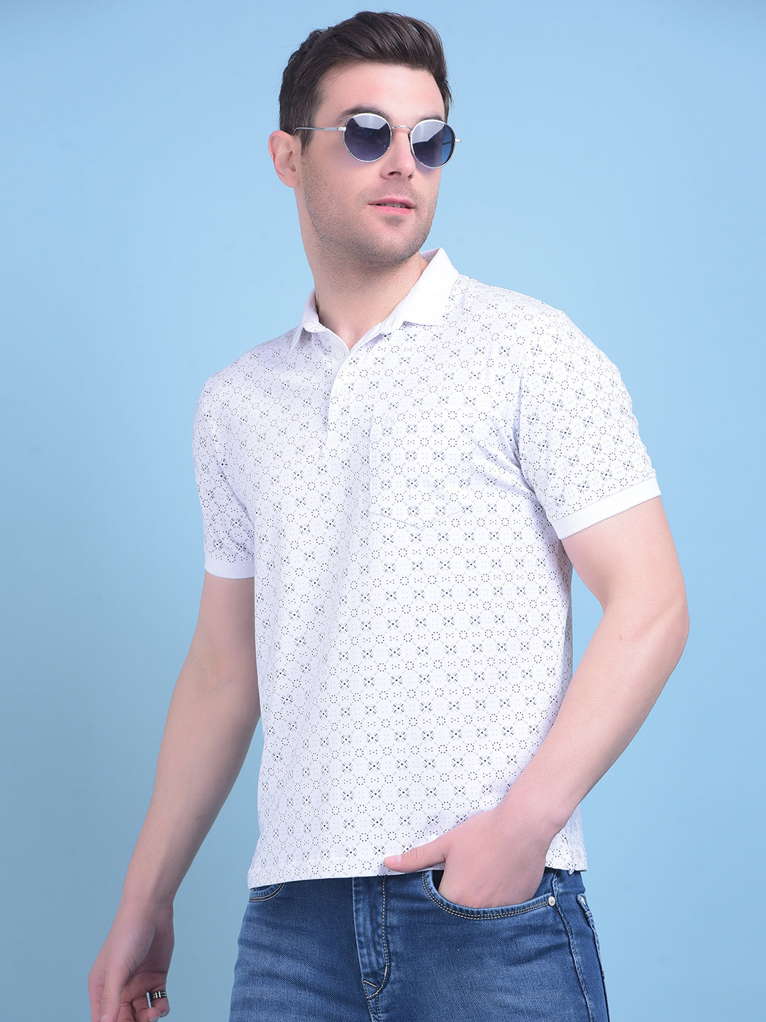 White Printed Cotton T-Shirt-Men T-Shirts-Crimsoune Club