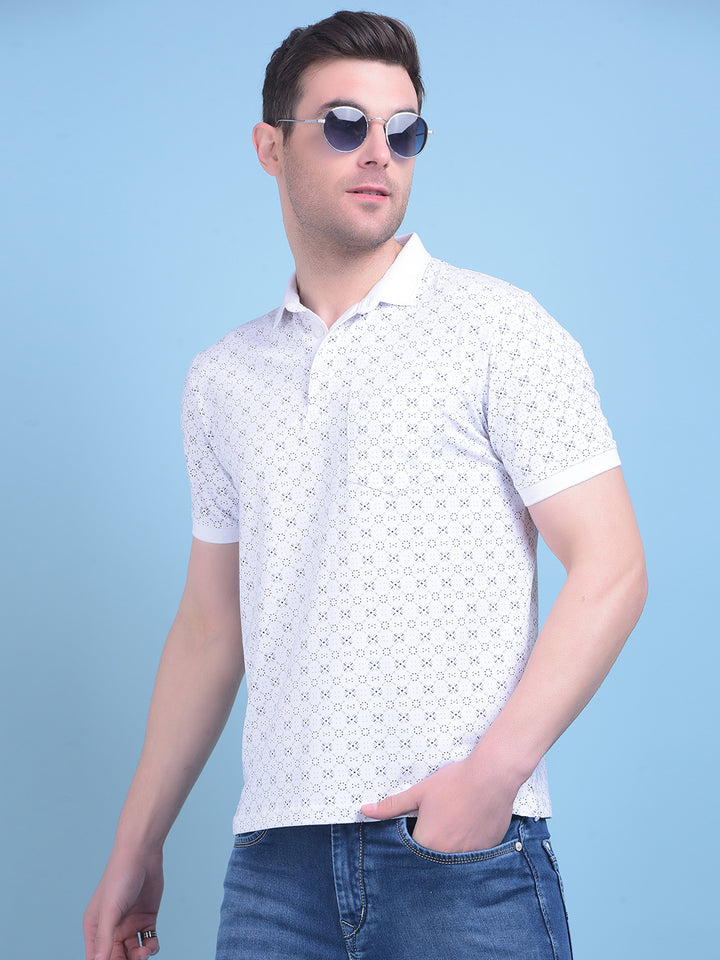 White Printed Cotton T-Shirt-Men T-Shirts-Crimsoune Club