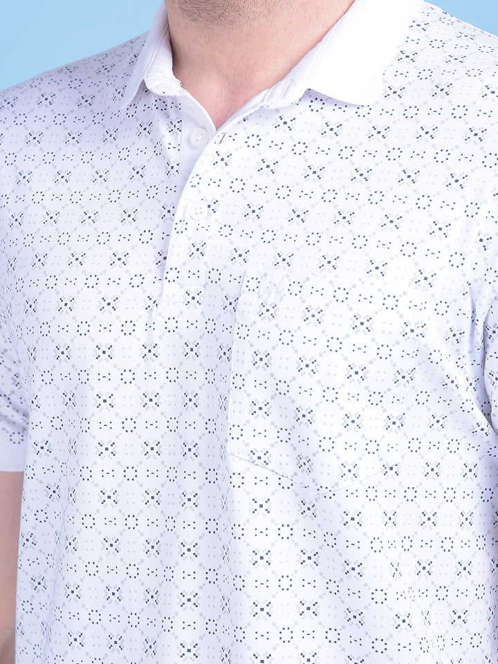 White Printed Cotton T-Shirt-Men T-Shirts-Crimsoune Club