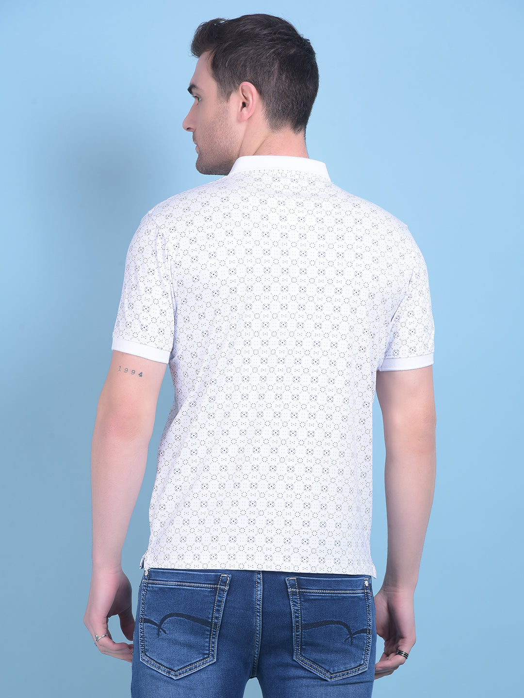White Printed Cotton T-Shirt-Men T-Shirts-Crimsoune Club