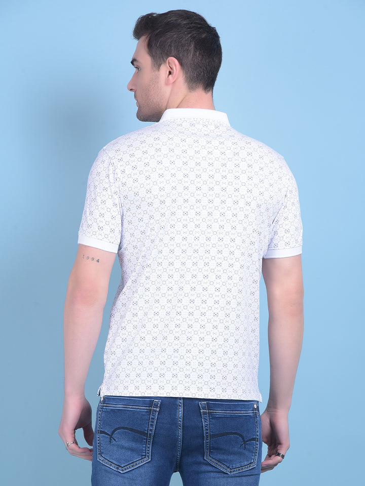 White Printed Cotton T-Shirt-Men T-Shirts-Crimsoune Club