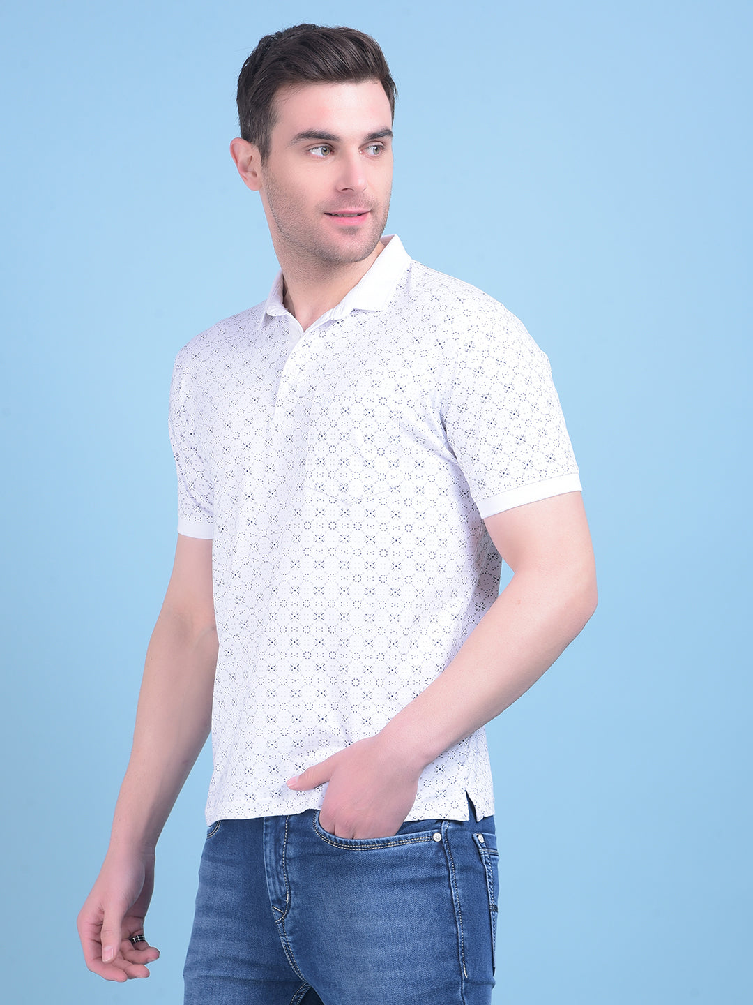 White Printed Cotton T-Shirt-Men T-Shirts-Crimsoune Club