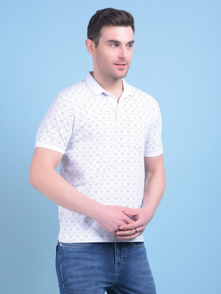 White Printed Cotton T-Shirt-Men T-Shirts-Crimsoune Club