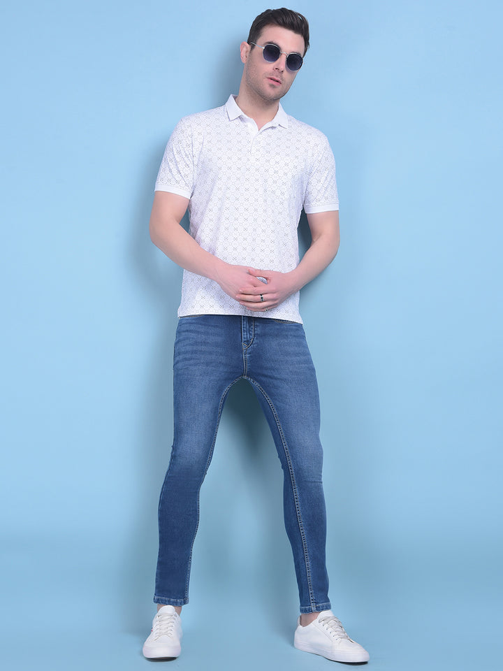 White Printed Cotton T-Shirt-Men T-Shirts-Crimsoune Club