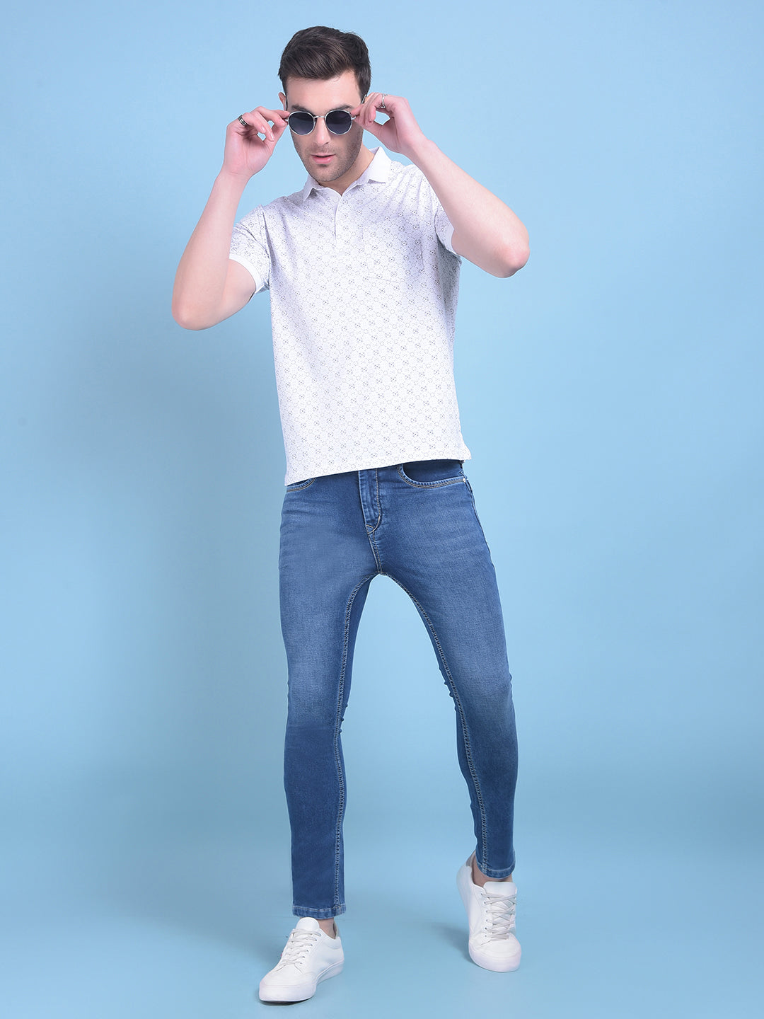 White Printed Cotton T-Shirt-Men T-Shirts-Crimsoune Club