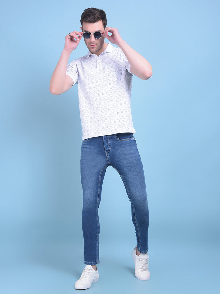 White Printed Cotton T-Shirt-Men T-Shirts-Crimsoune Club