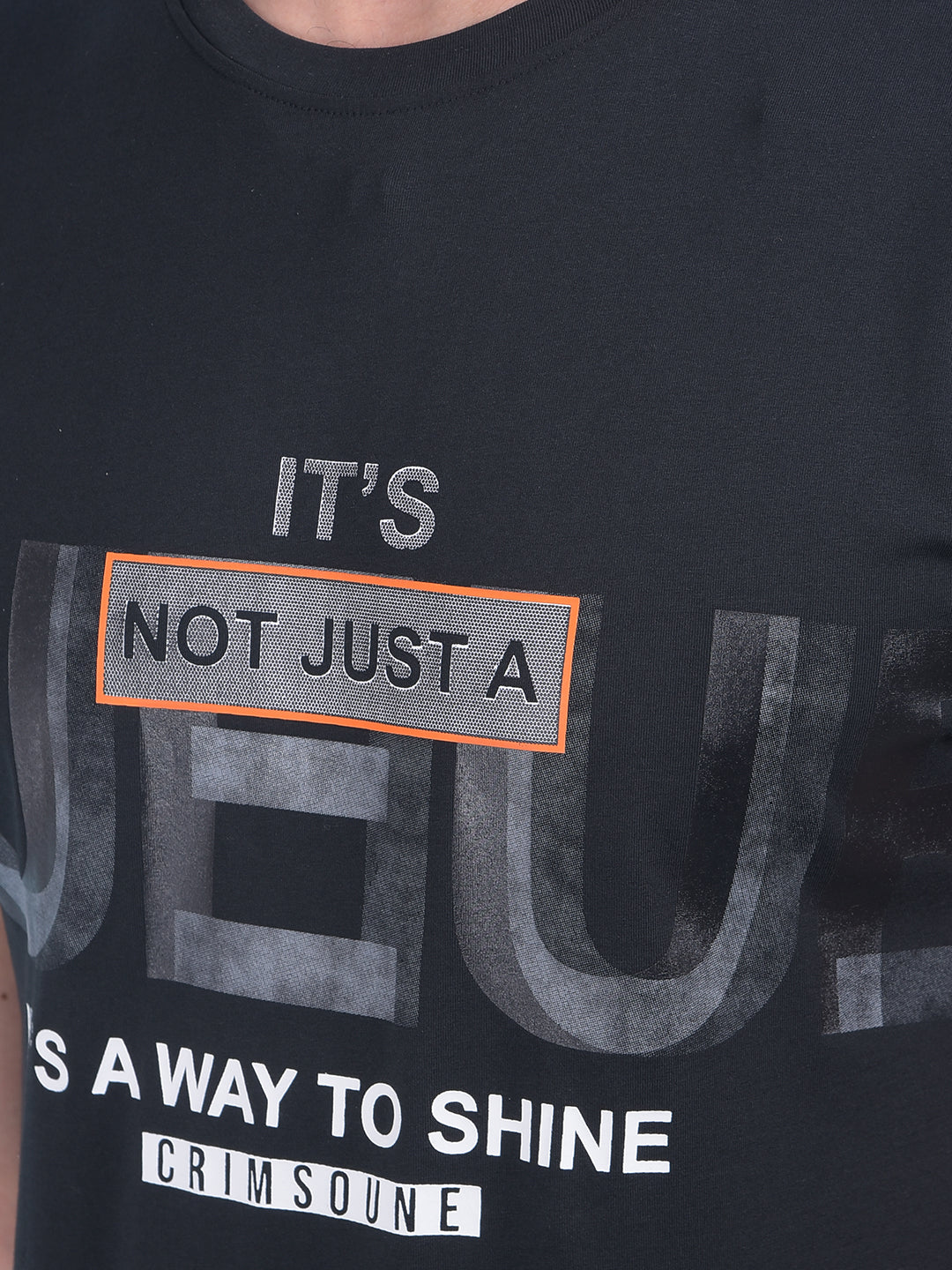 Black Typographic Print Cotton T-Shirt-Men T-Shirts-Crimsoune Club