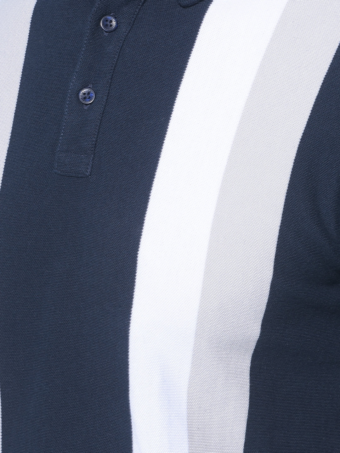Navy Blue Vertical Striped 100% Cotton Polo T-Shirt-Men T-Shirts-Crimsoune Club