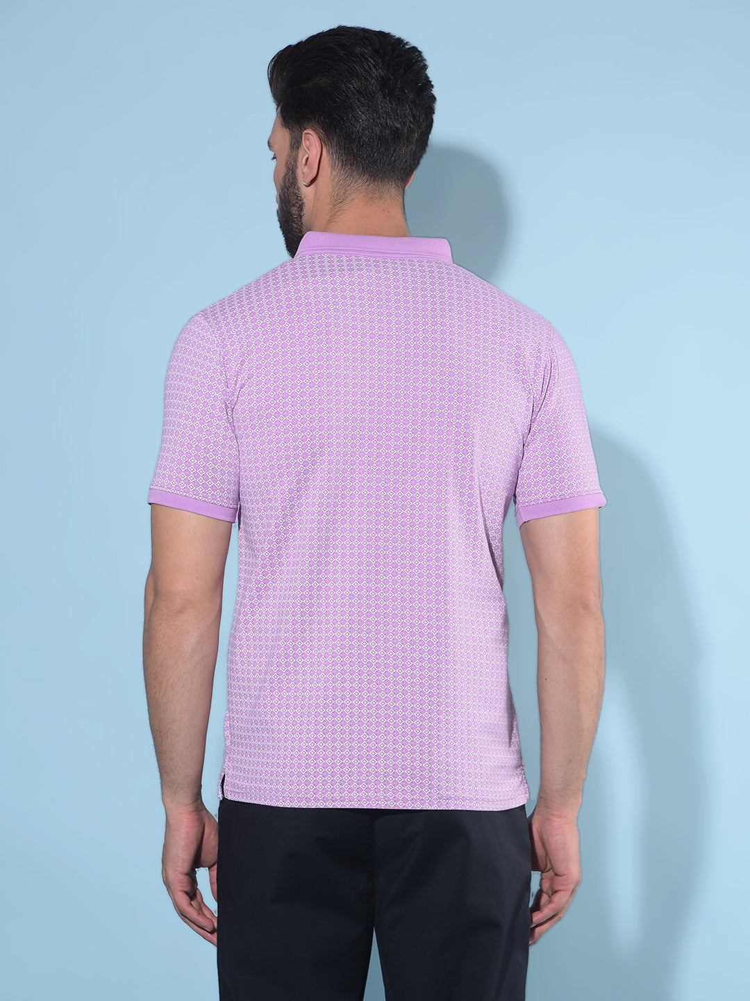 Purple Printed Polo T-Shirt-Men T-Shirts-Crimsoune Club