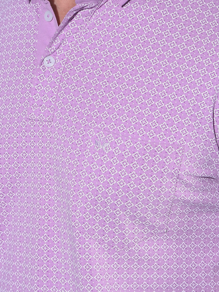 Purple Printed Polo T-Shirt-Men T-Shirts-Crimsoune Club