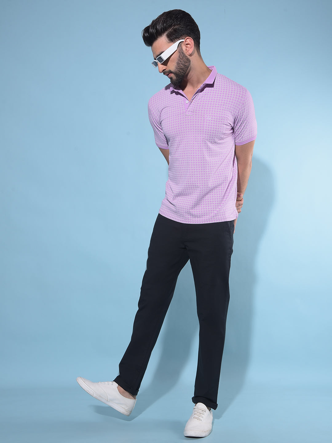 Purple Printed Polo T-Shirt-Men T-Shirts-Crimsoune Club