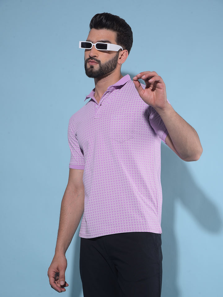 Purple Printed Polo T-Shirt-Men T-Shirts-Crimsoune Club