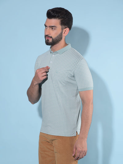 Green Printed Polo T-Shirt-Men T-Shirts-Crimsoune Club