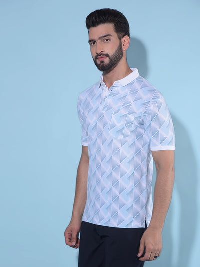 Blue Printed Polo T-Shirt-Men T-Shirts-Crimsoune Club