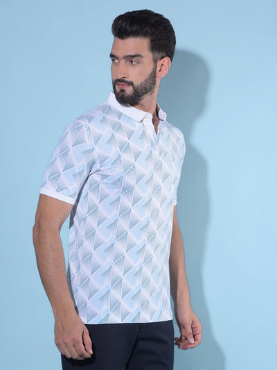 Blue Printed Polo T-Shirt-Men T-Shirts-Crimsoune Club