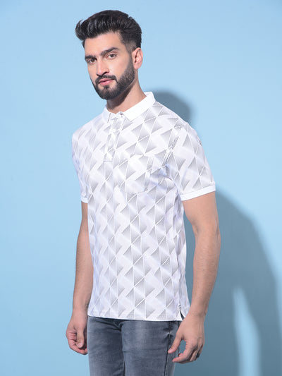 Beige Printed Polo T-Shirt-Men T-Shirts-Crimsoune Club