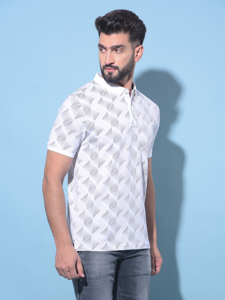 Beige Printed Polo T-Shirt-Men T-Shirts-Crimsoune Club
