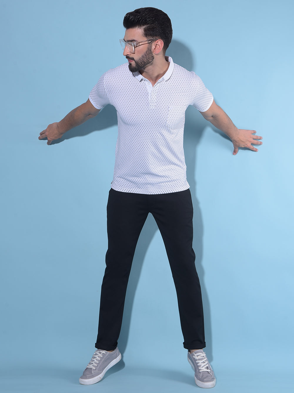 White Printed Polo T-Shirt-Men T-Shirts-Crimsoune Club