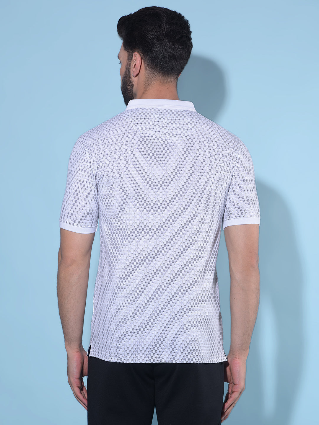 White Printed Polo T-Shirt-Men T-Shirts-Crimsoune Club
