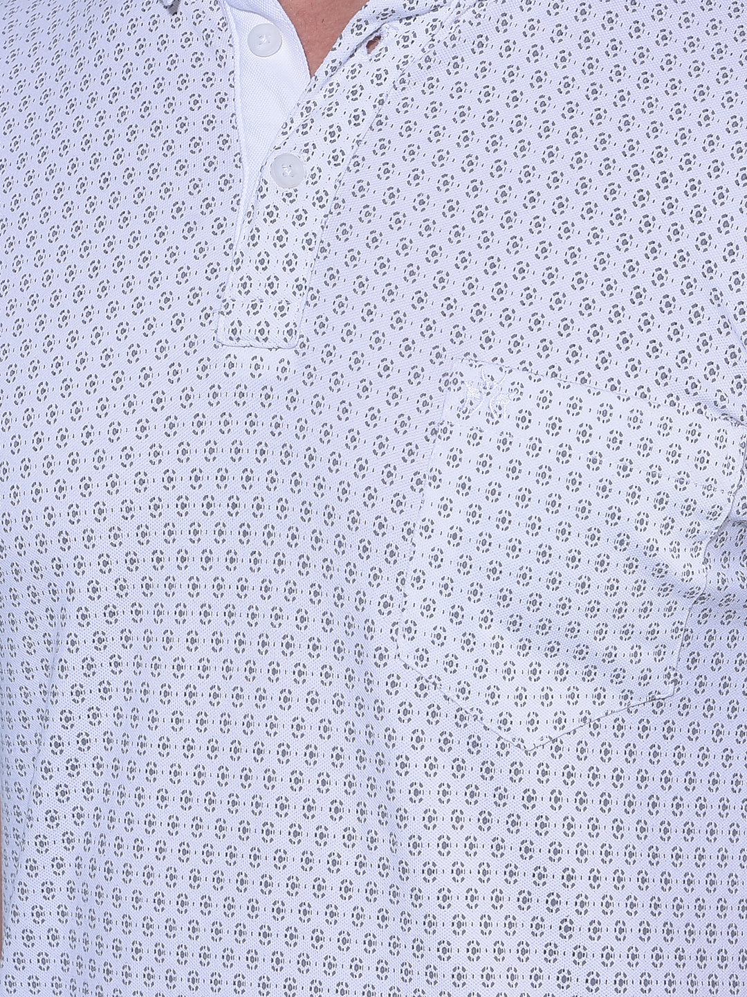 White Printed Polo T-Shirt-Men T-Shirts-Crimsoune Club