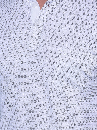 White Printed Polo T-Shirt-Men T-Shirts-Crimsoune Club