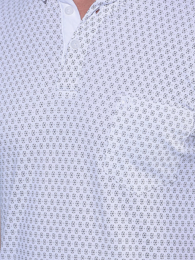 White Printed Polo T-Shirt-Men T-Shirts-Crimsoune Club