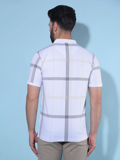 White Tartan Check Polo T-Shirt-Men T-Shirts-Crimsoune Club