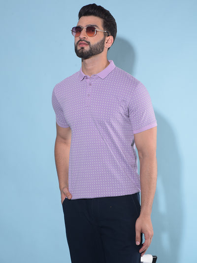 Purple Printed Polo T-Shirt-Men T-Shirts-Crimsoune Club
