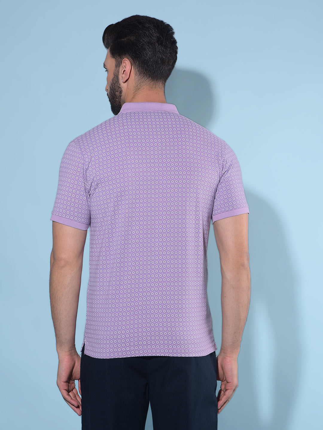 Purple Printed Polo T-Shirt-Men T-Shirts-Crimsoune Club