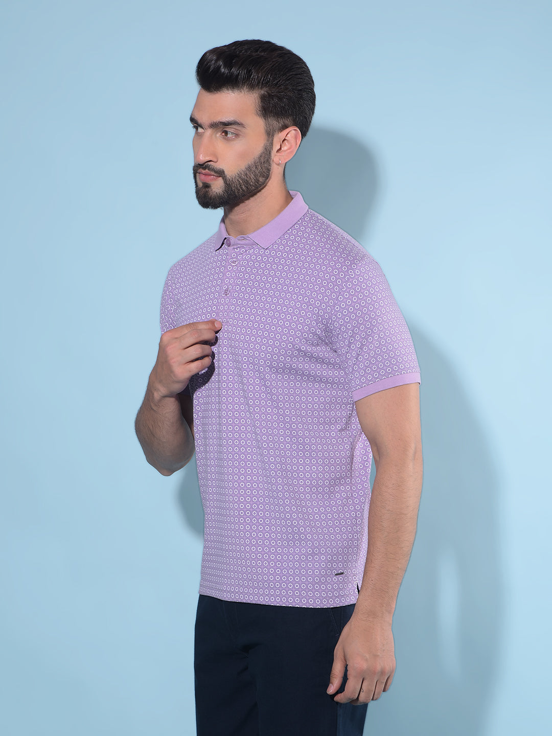 Purple Printed Polo T-Shirt-Men T-Shirts-Crimsoune Club