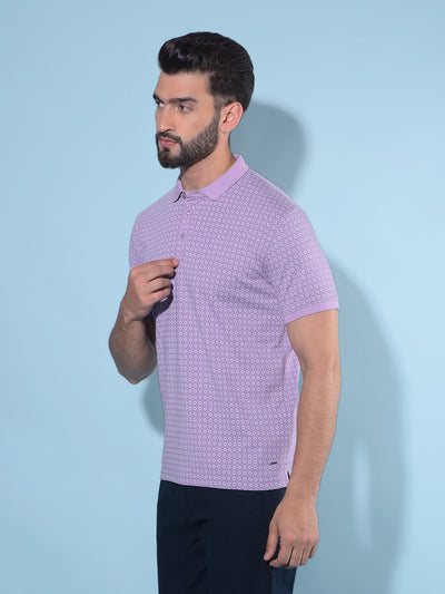 Purple Printed Polo T-Shirt-Men T-Shirts-Crimsoune Club