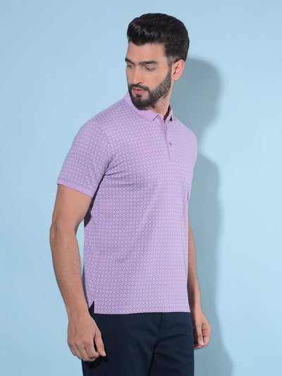 Purple Printed Polo T-Shirt-Men T-Shirts-Crimsoune Club