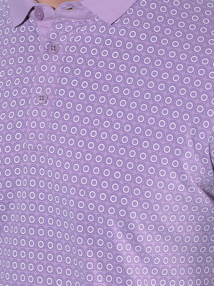 Purple Printed Polo T-Shirt-Men T-Shirts-Crimsoune Club