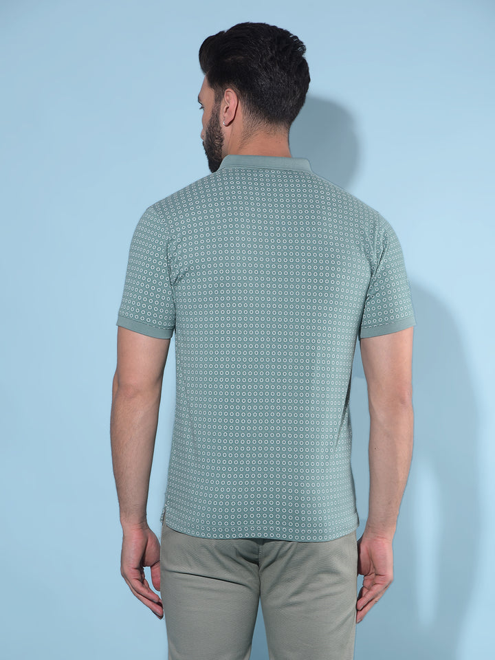 Green Printed Polo T-Shirt-Men T-Shirts-Crimsoune Club