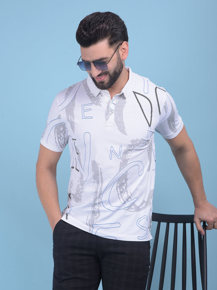 White Typographic Print T-Shirt-Men T-Shirts-Crimsoune Club