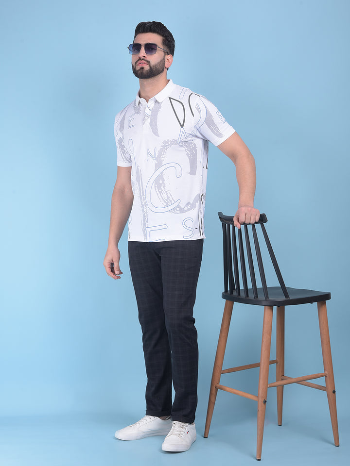 White Typographic Print T-Shirt-Men T-Shirts-Crimsoune Club