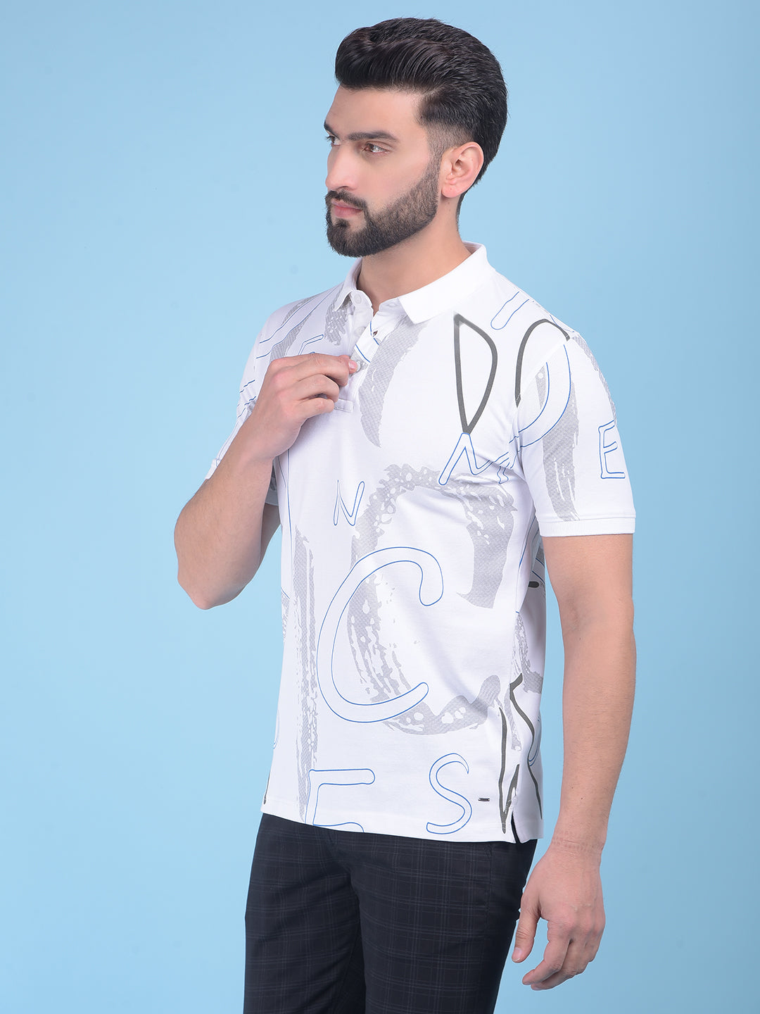 White Typographic Print T-Shirt-Men T-Shirts-Crimsoune Club