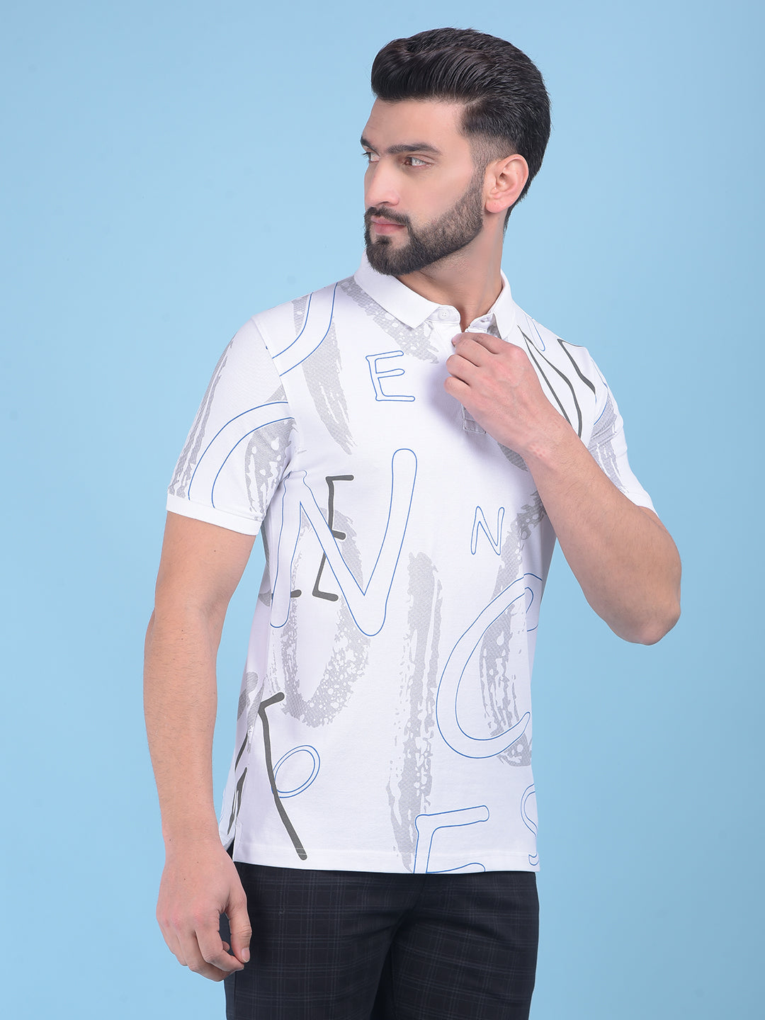 White Typographic Print T-Shirt-Men T-Shirts-Crimsoune Club