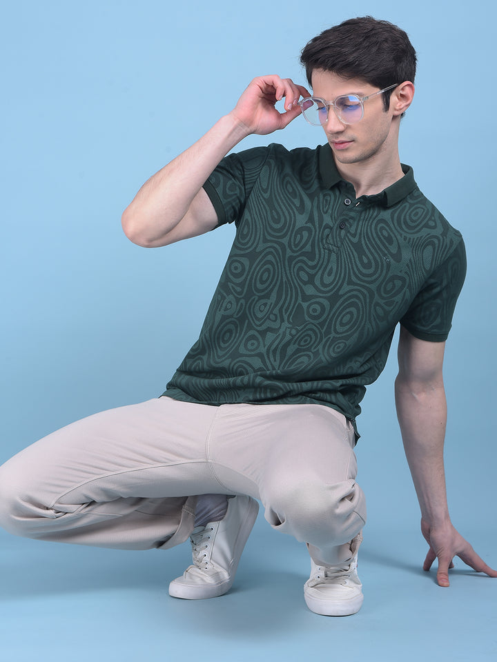 Green Abstract Cotton T-Shirt-Men T-Shirts-Crimsoune Club
