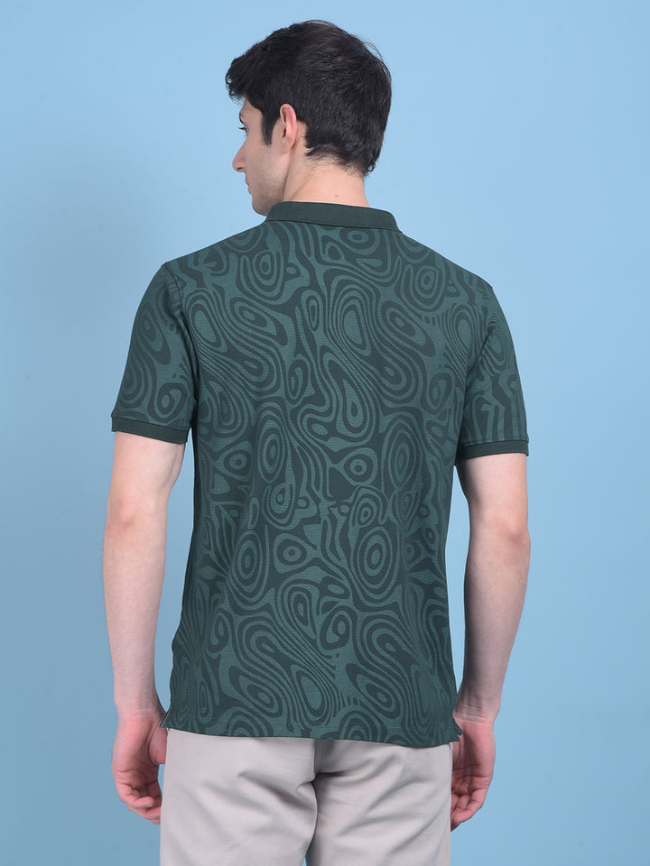 Green Abstract Cotton T-Shirt-Men T-Shirts-Crimsoune Club