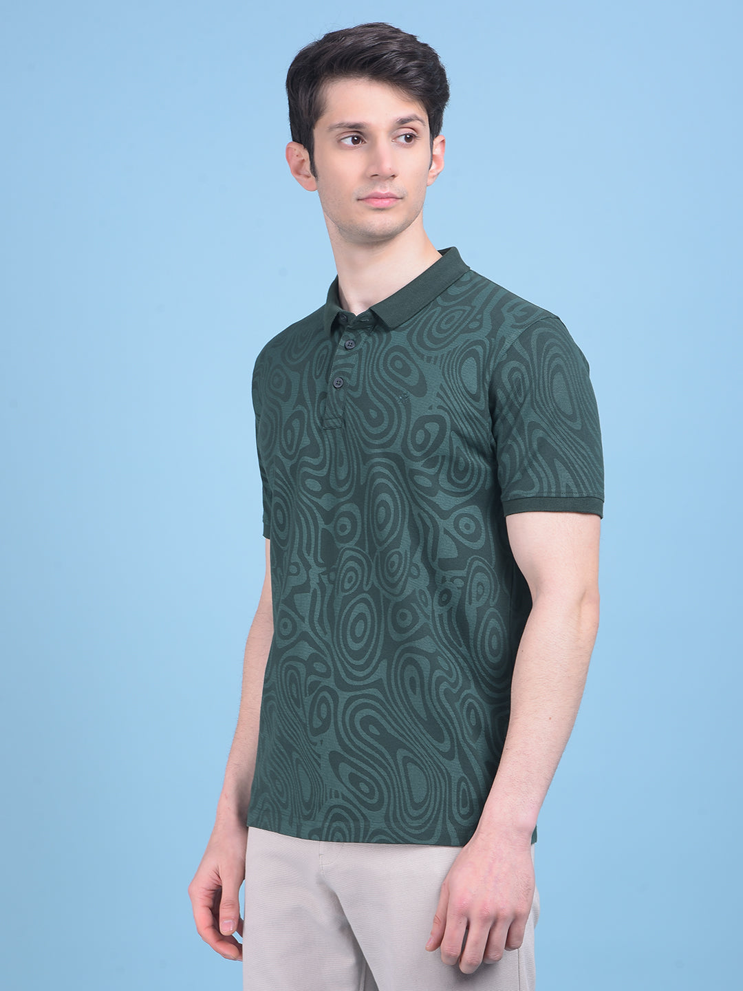 Green Abstract Cotton T-Shirt-Men T-Shirts-Crimsoune Club