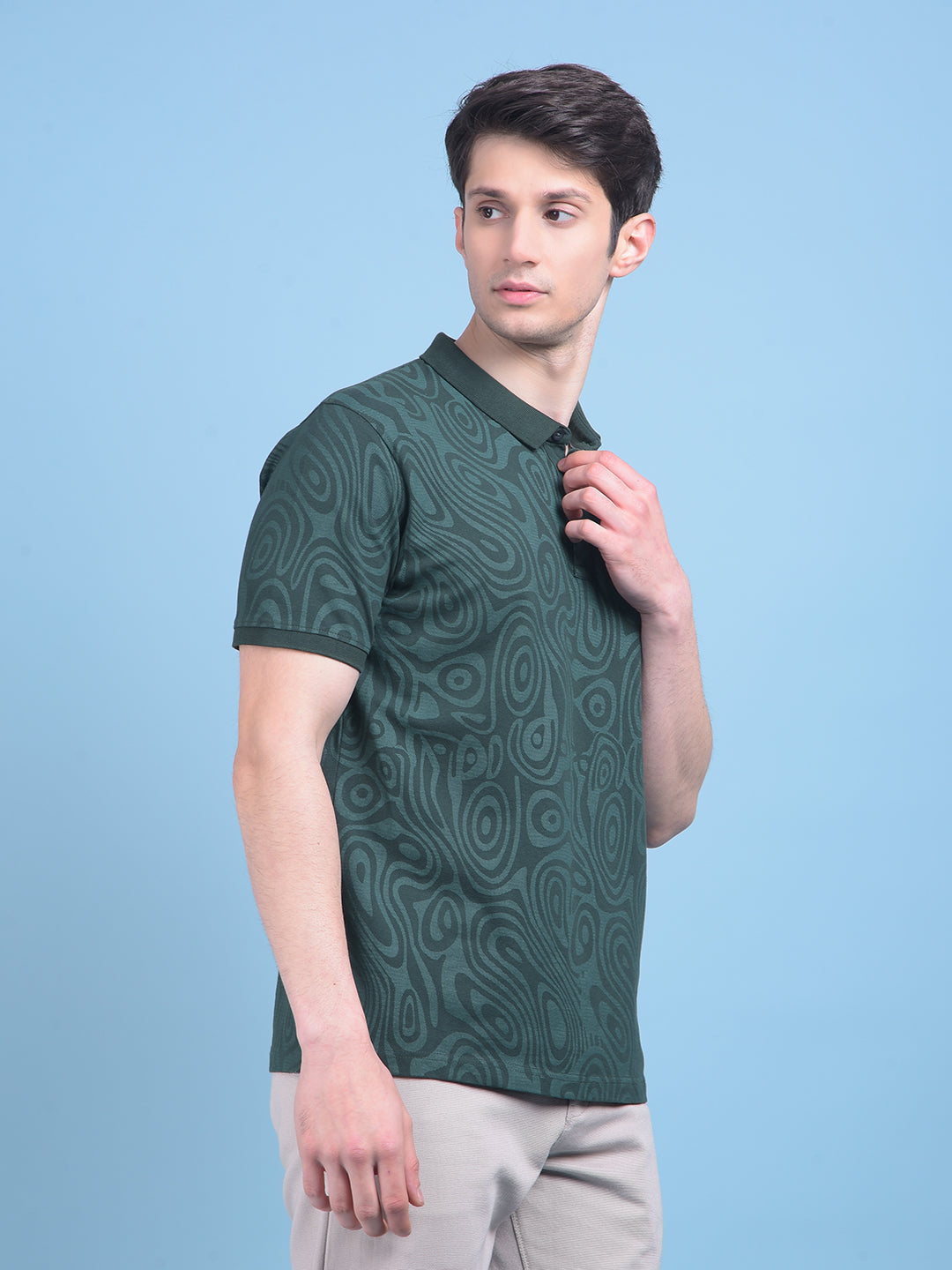 Green Abstract Cotton T-Shirt-Men T-Shirts-Crimsoune Club
