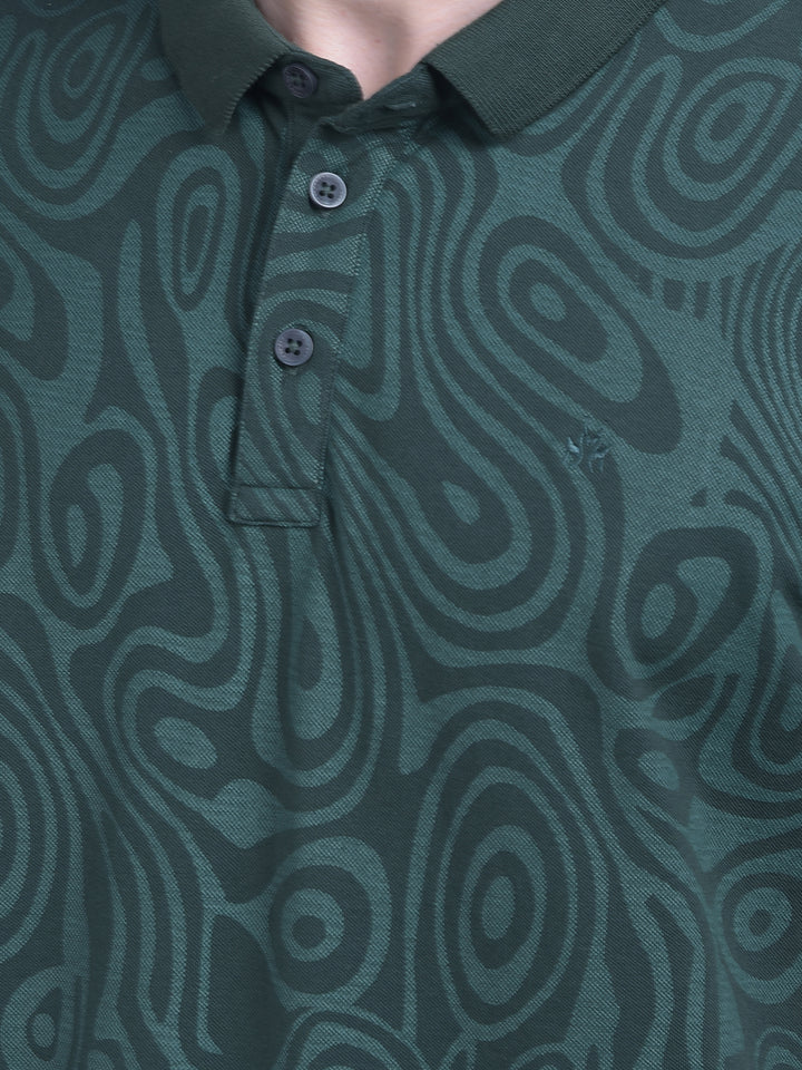 Green Abstract Cotton T-Shirt-Men T-Shirts-Crimsoune Club