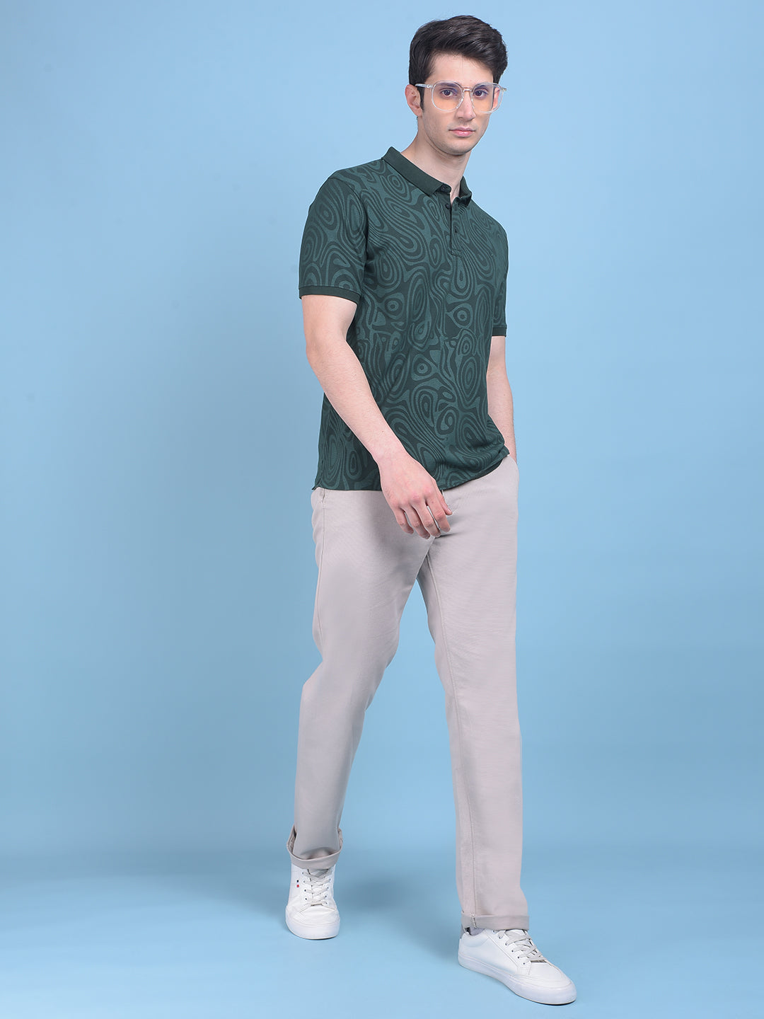 Green Abstract Cotton T-Shirt-Men T-Shirts-Crimsoune Club