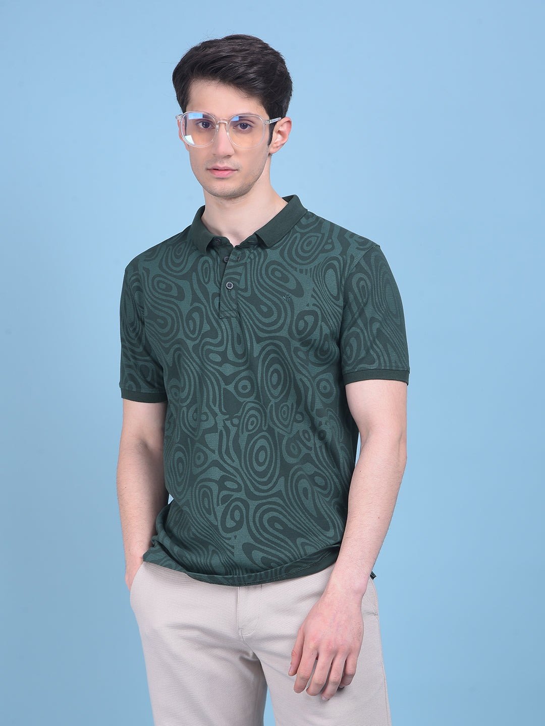 Green Abstract Cotton T-Shirt-Men T-Shirts-Crimsoune Club