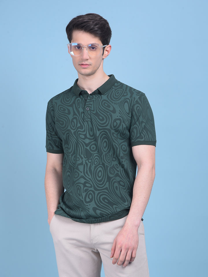Green Abstract Cotton T-Shirt-Men T-Shirts-Crimsoune Club