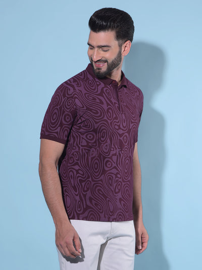 Wine Abstract Print Polo T-Shirt-Men T-Shirts-Crimsoune Club